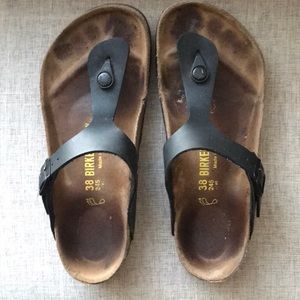 Birkenstock Size 38 Black and Cork Sandals